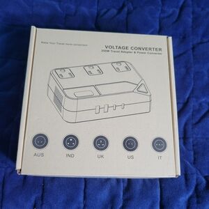 Universal Voltage Converter with Multiple Plug Adapters